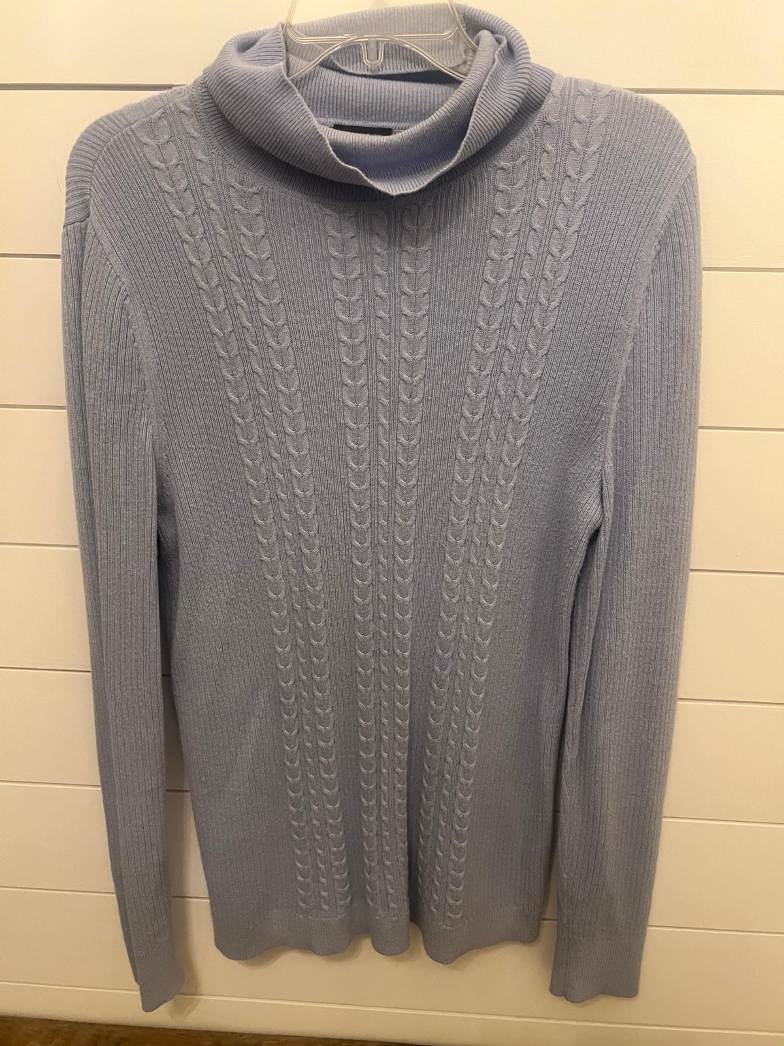 Talbots - women’s Cableknit Turtleneck light Blue Sweater - large