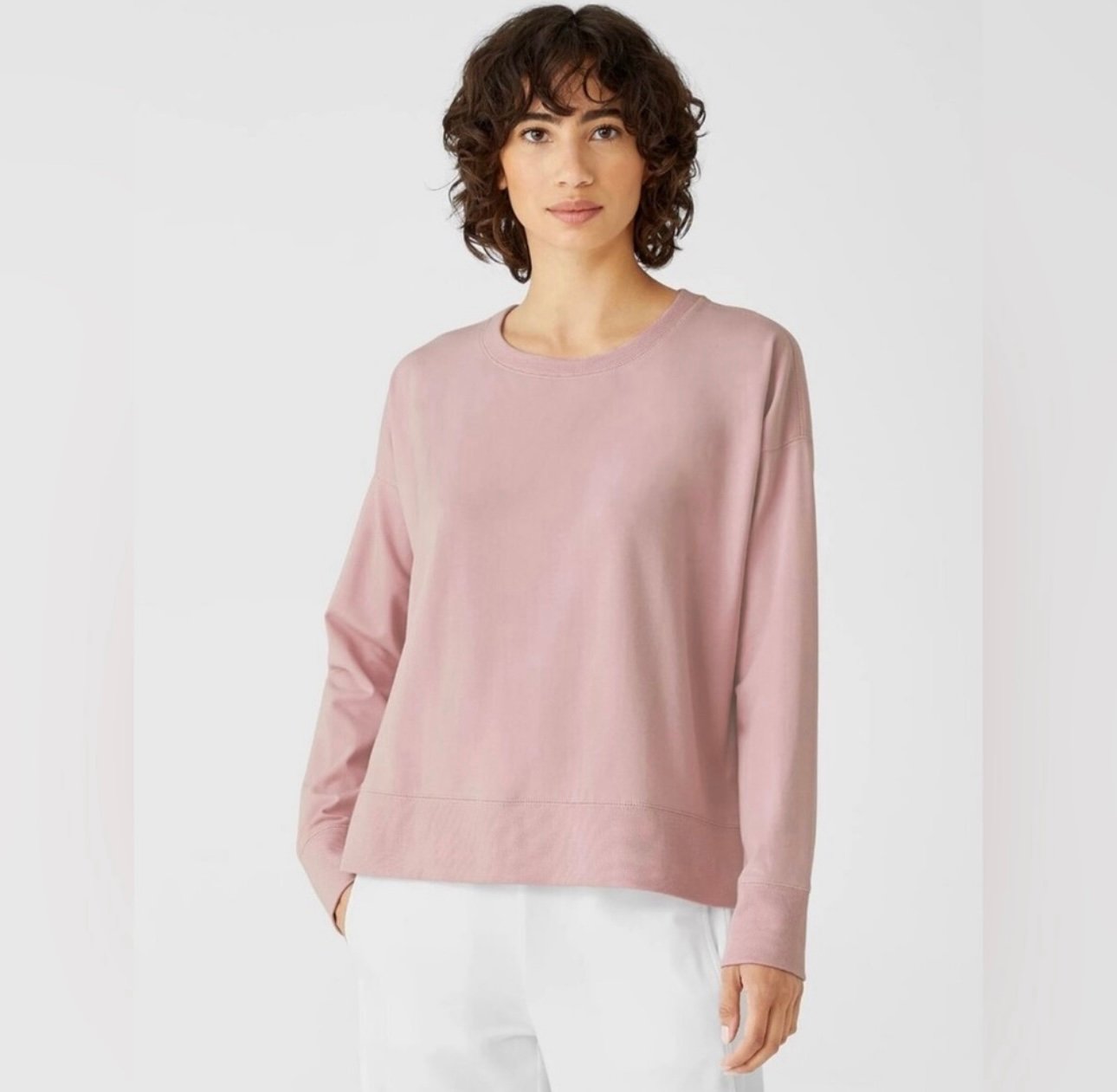 Eileen Fisher Organic Cotton Knit Tunic Pink Size Medium Petite