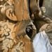 Croscill curtain ONE panel olive green and gold colors leaf design embroidered