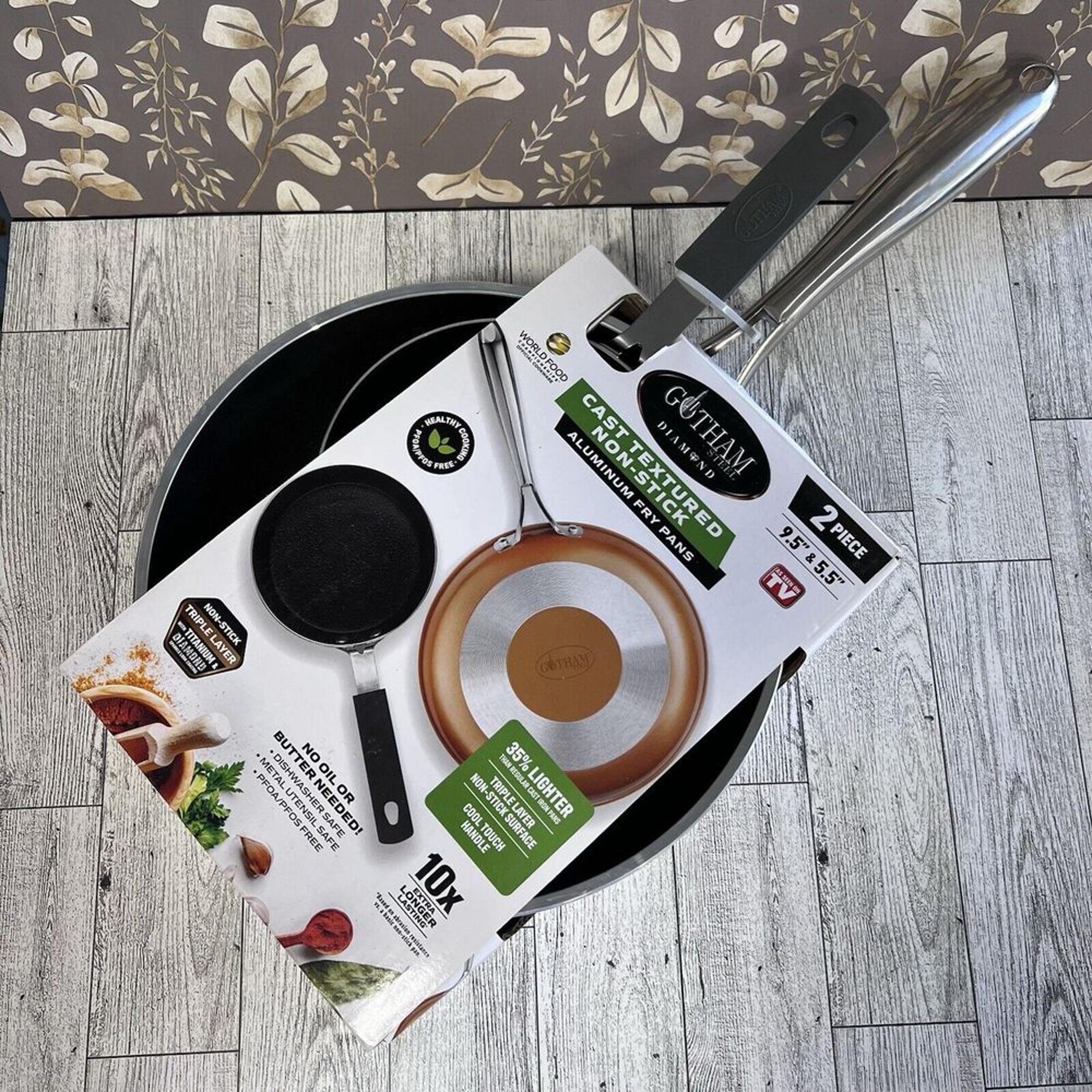 Gotham Steel Copper Cast Textured 2 Piece Non Stick Frying pan set 9.5" & 5.5"