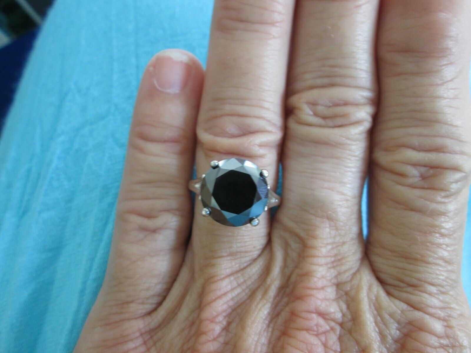 4.19ct NATURAL BLACK DIAMOND RING,CERTIFICA TE,FREE DIA TESTER Sizes 5,6,7,8,9,1