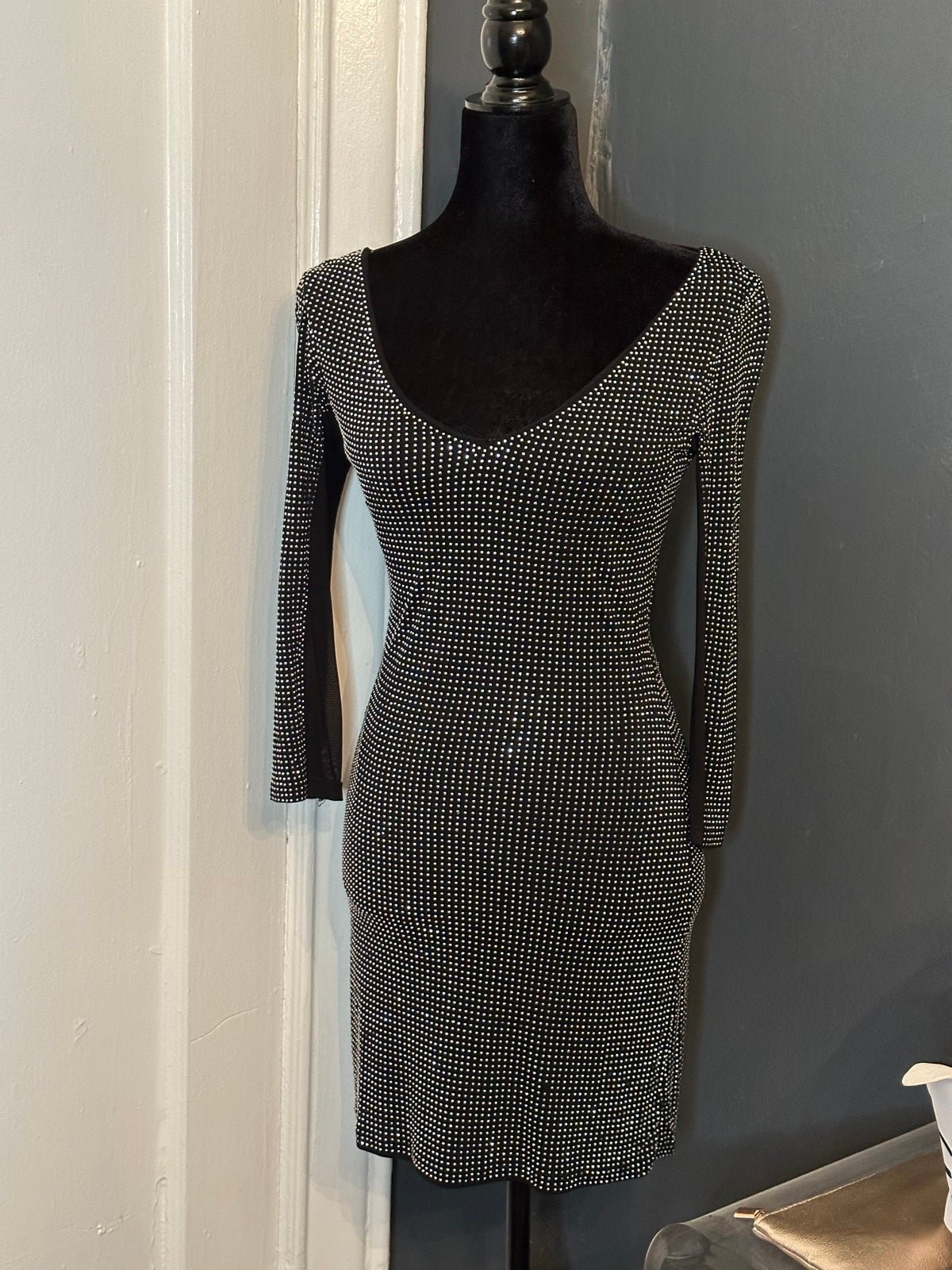 Bebe Bling Rhinestone Bodycon Dress