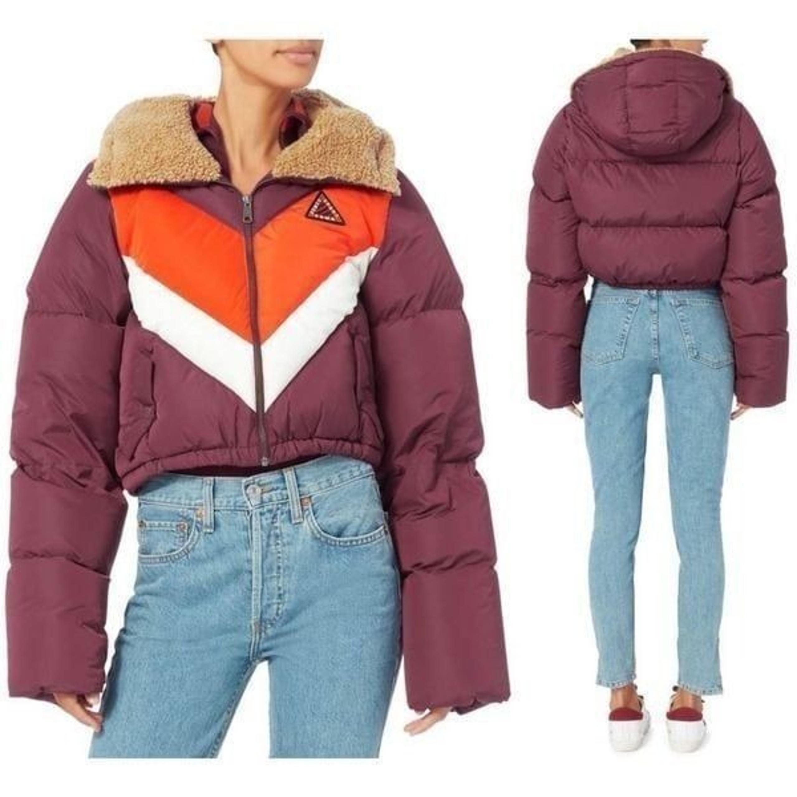 Puma X Fenty By Rihanna Quilted Chevron Burgundy Puffer Jacket XS