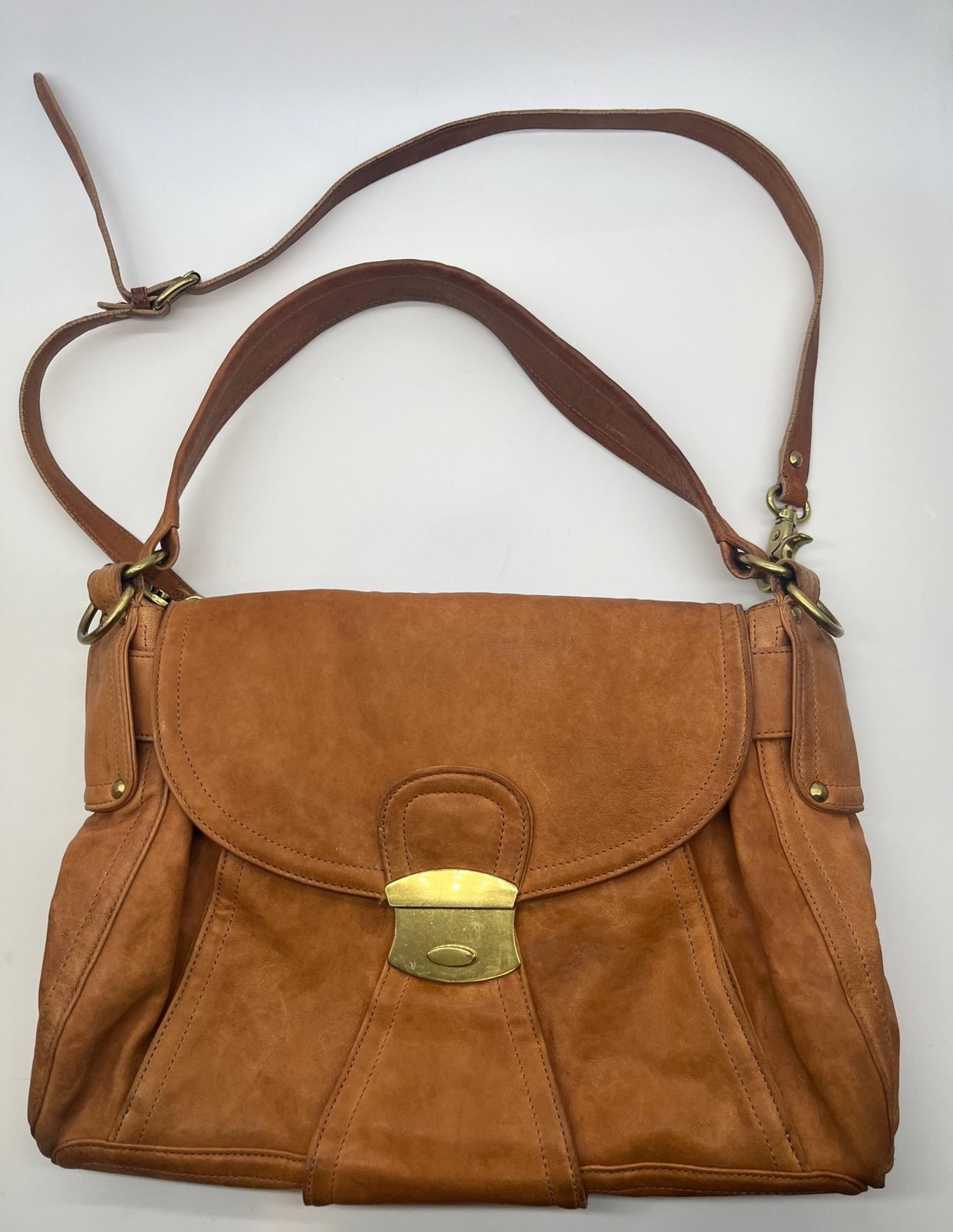 Kooba Large Camel Brown Leather Hobo Shoulder Bag Purse