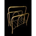 Chinoiserie Faux Bamboo Brass Magazine Rack Stand Record Album Regency Vintage