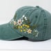 Hand Embroidered Floral Baseball Cap