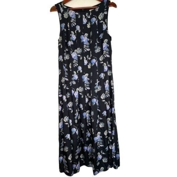 Becken Womens 10 Silk Blend Floral Pleated Sleeveless Designer Cocktail Dress
