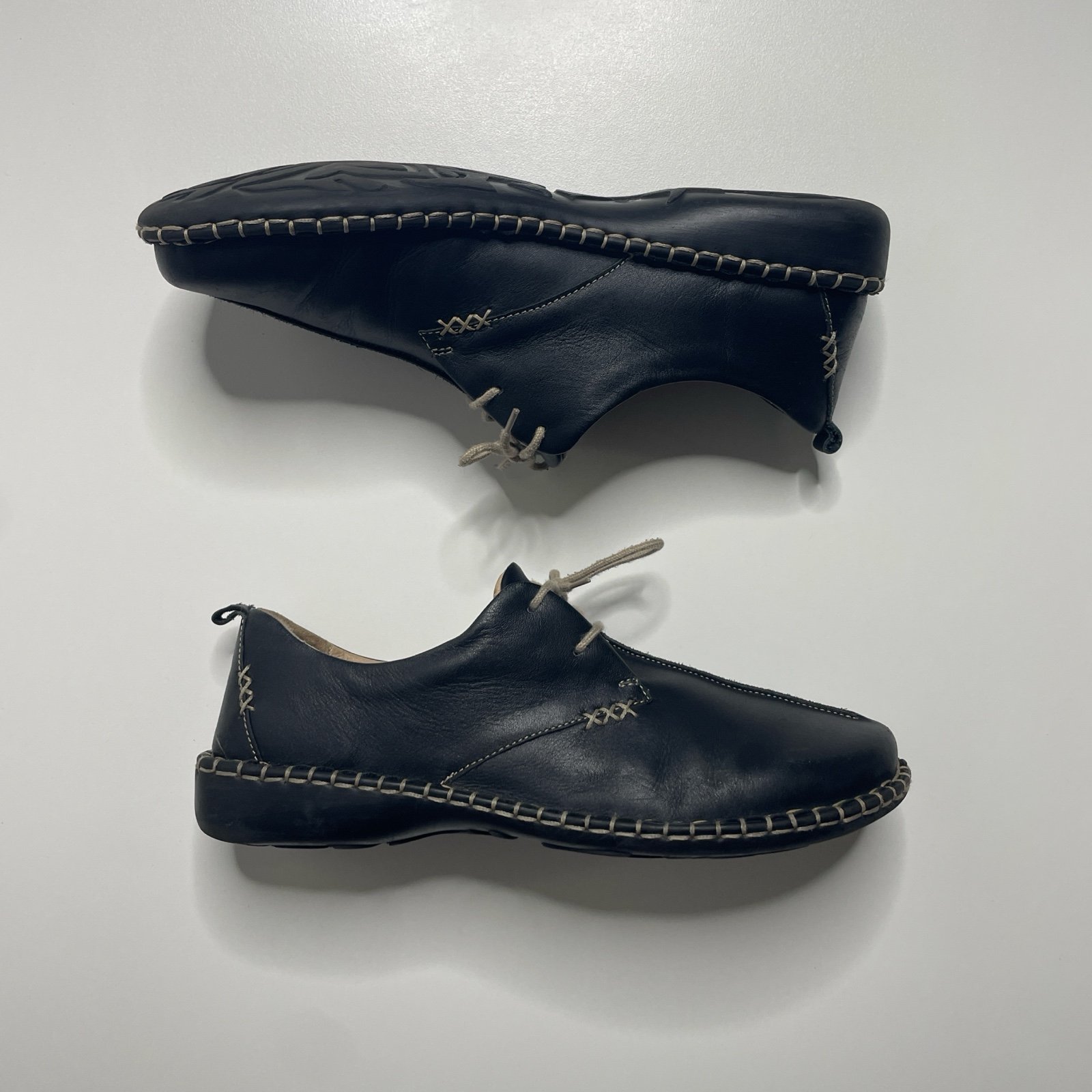 Vintage 90’s Josef Seibel Black Leather Earthy Needles/Oxford Style Shoes