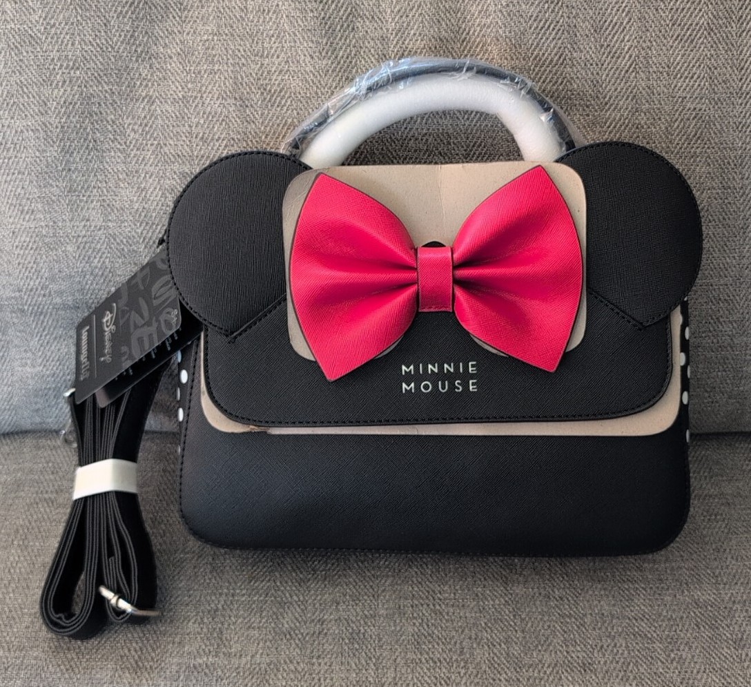 Disney Loungefly Minnie Mouse Purse Bag Black Red Shoulder Strap Handle NWT