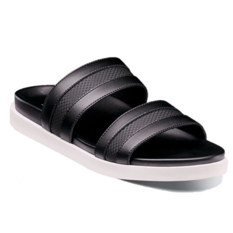 STACY ADAMS Men's Metro Double Strap Slide Sandal Black 8M