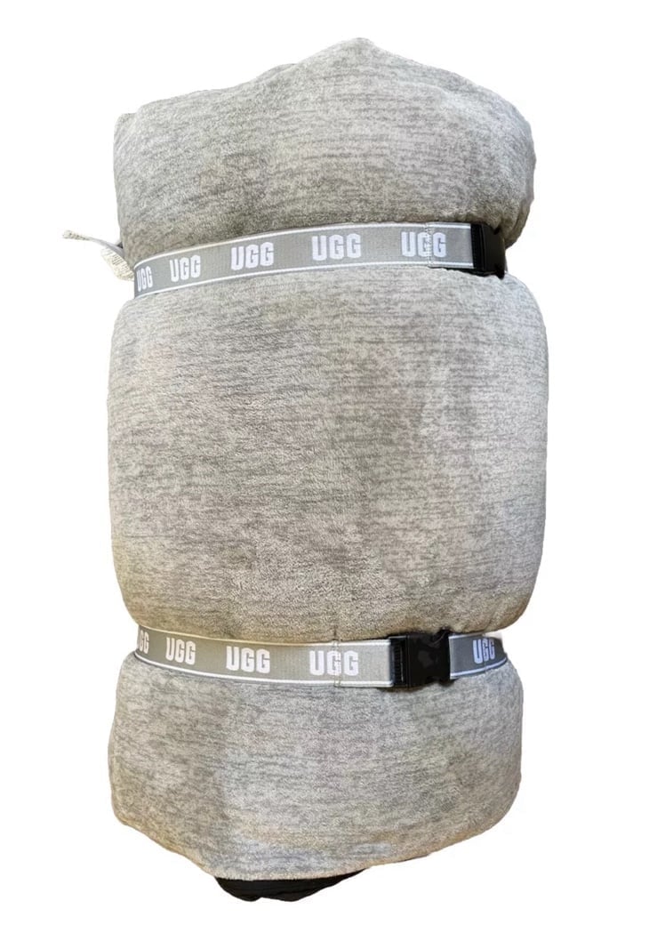 UGG COREY CRASH PAD SEAL GRAY 72 x 30 Large Portable Body Pillow Mat Roll Up