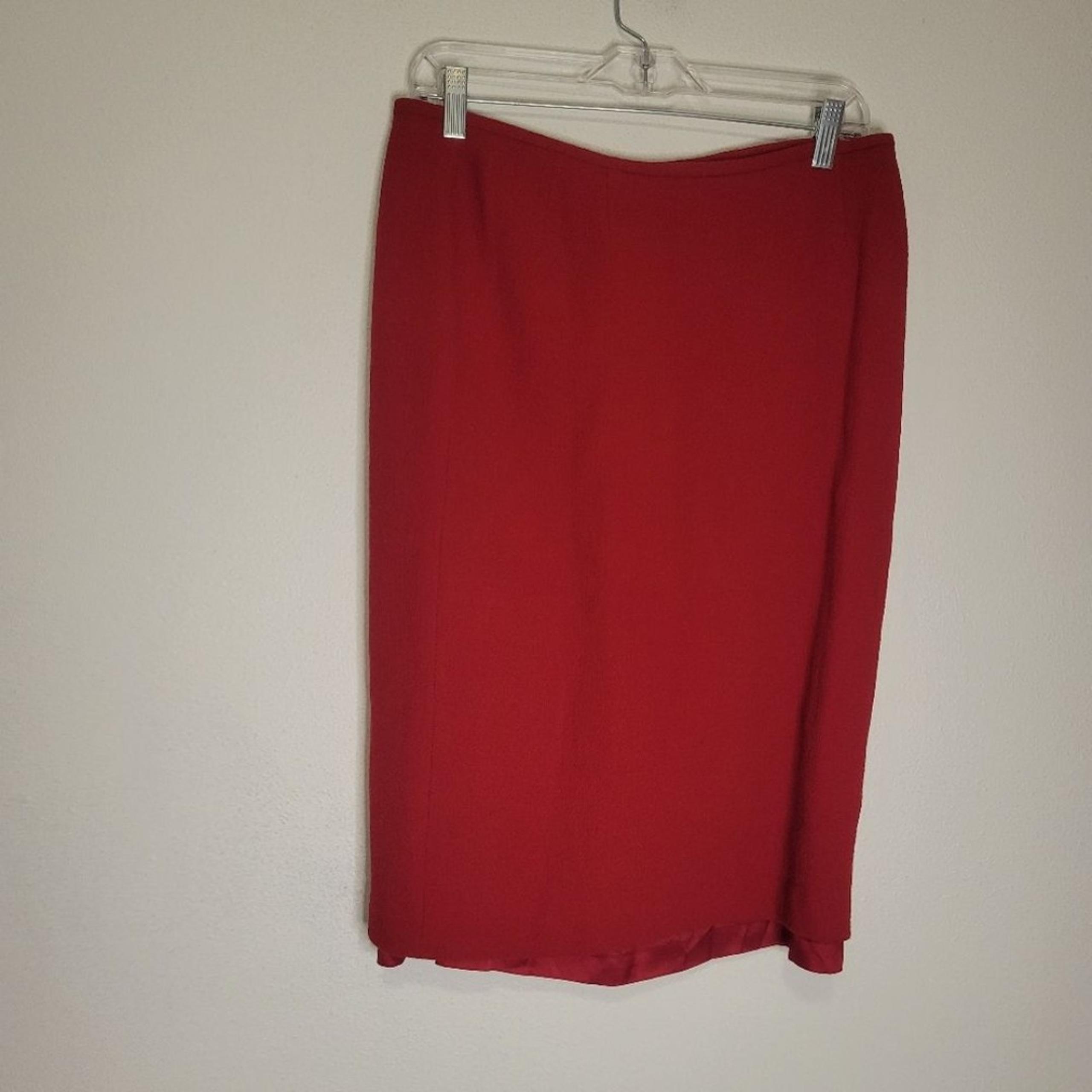 Albert nipon size 12 red wool pencil skirt