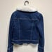 M'S GRACY Denim Jacket with Fur Collar and Ribbon