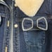 M'S GRACY Denim Jacket with Fur Collar and Ribbon