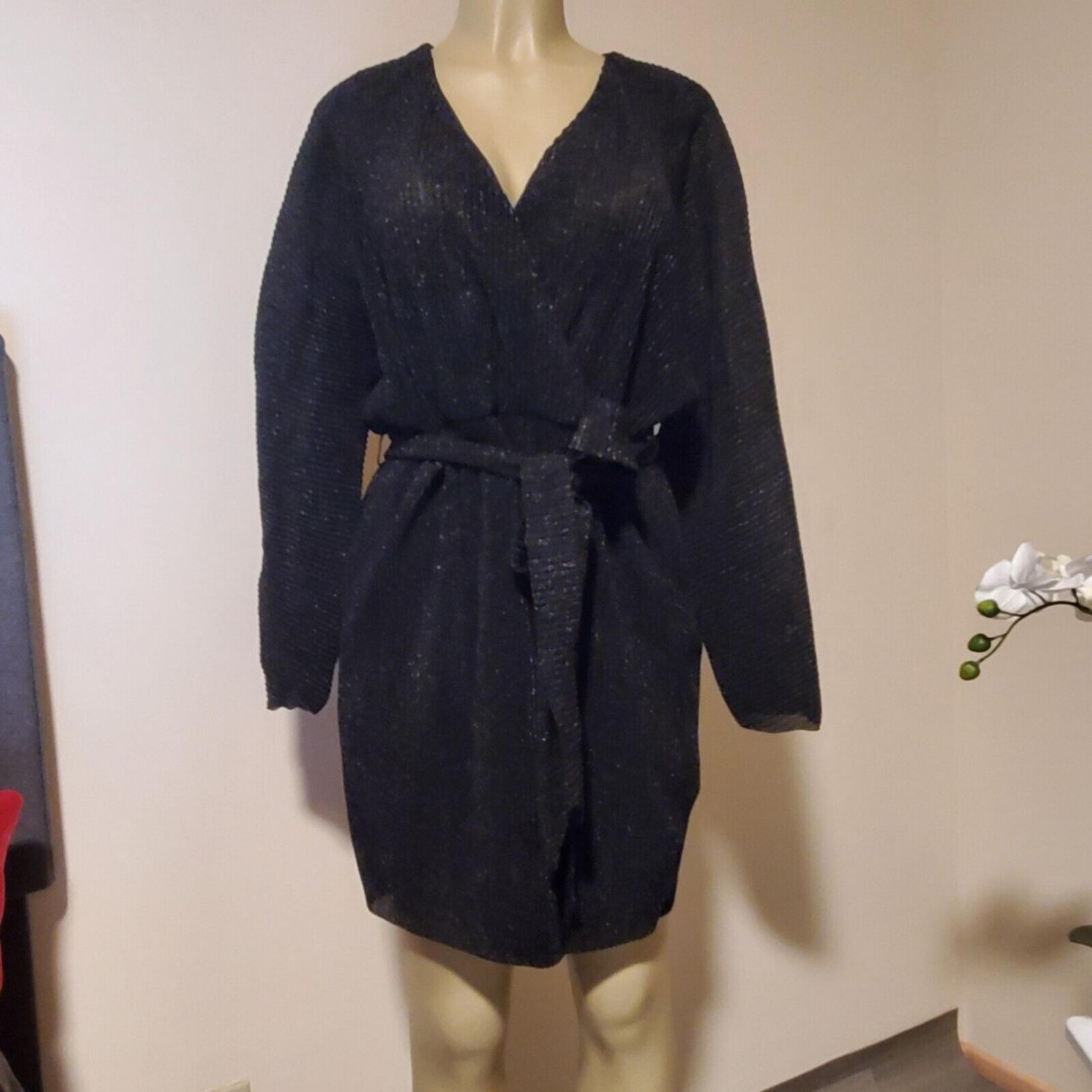 H&M Women's Black Wrap Dress M Glittery Ties Cocktail Party Dress Dark Romantic