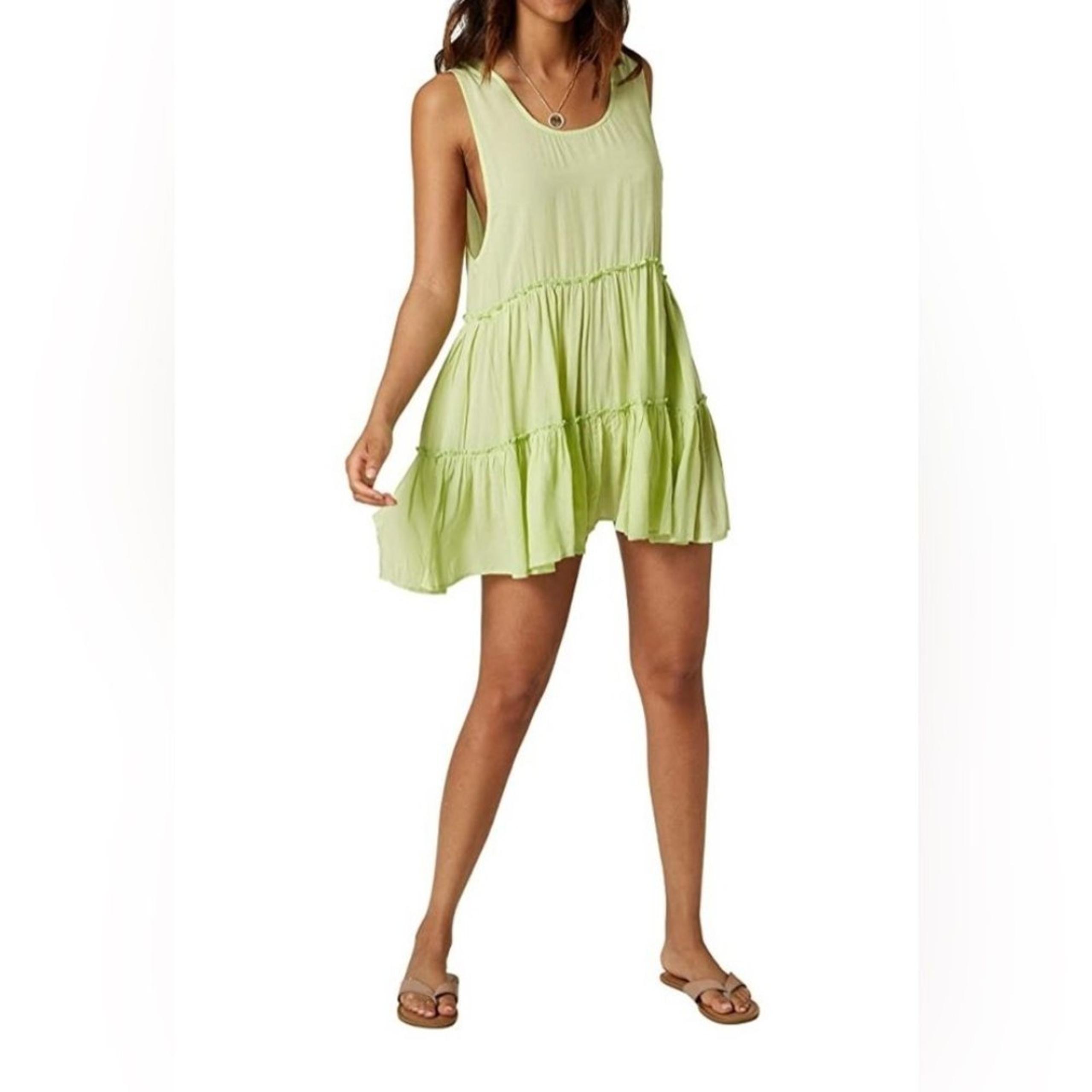 O'Neill Juniors' Mint Green Linnet Tiered Swimsuit Cover Up Dress Medium