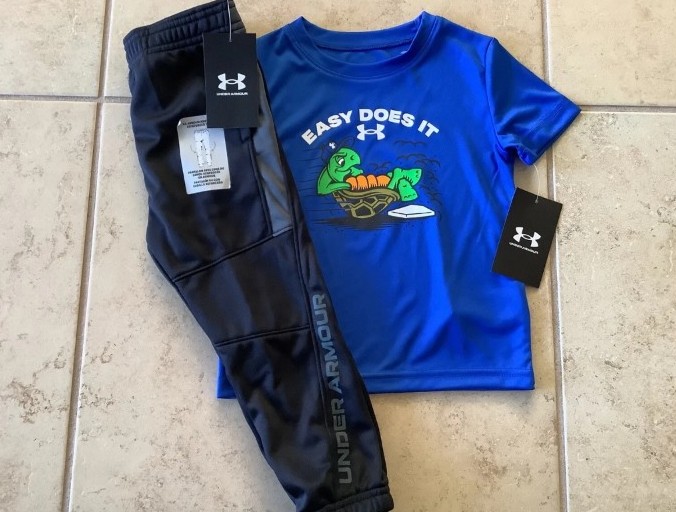 Toddler Boys Under Armour “Easy Does It “ Tshirt & joggers outfit size 2T( NWT)