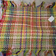 Pair Rainbow handmade crewel knit doily 2010