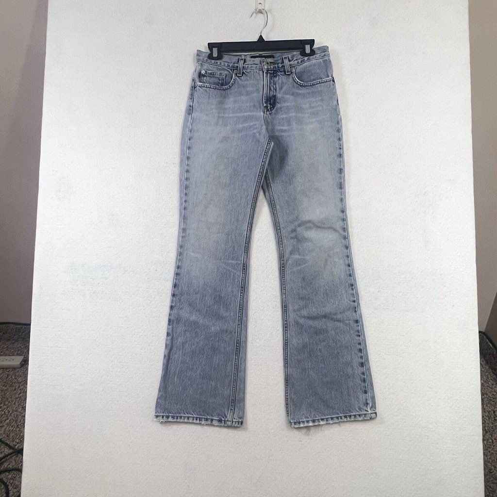 Express Jeans Junior Sz 5/6 L (29x30) Flare Low Rise 100% Cotton Medium Wash Y2K