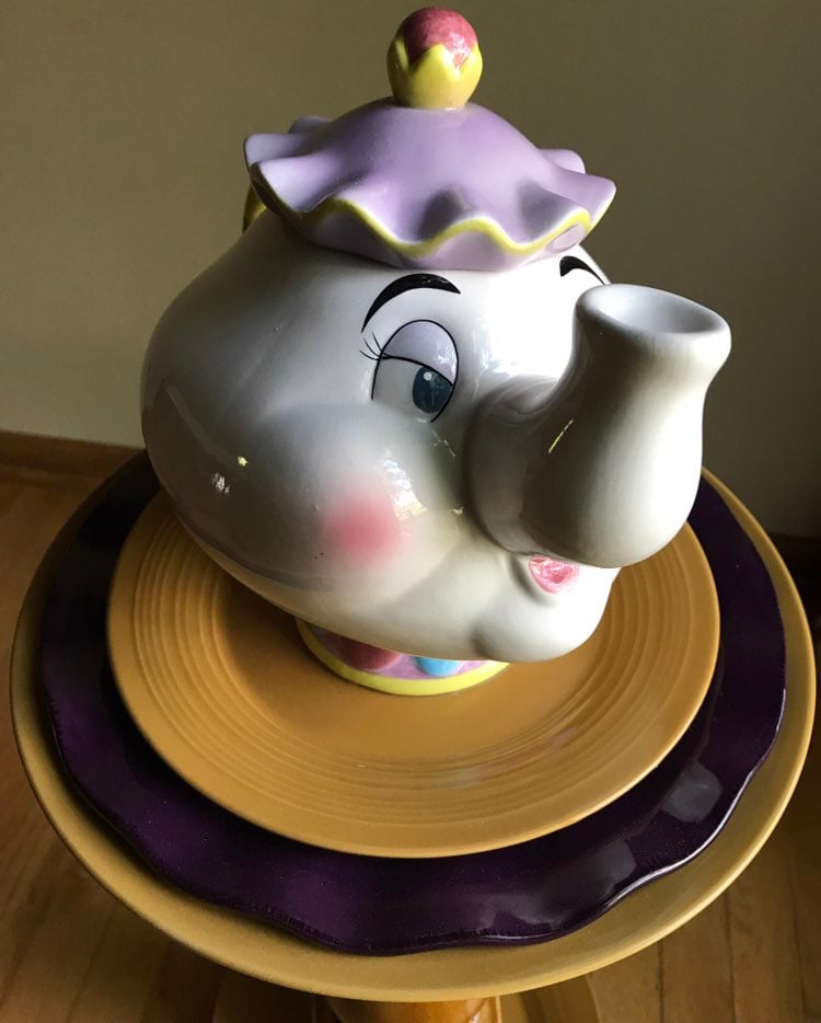 New Beauty and the Beast teapot on ped