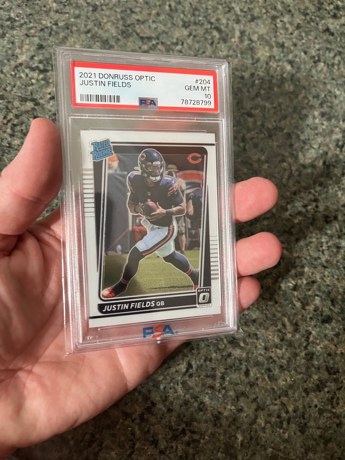 2021 Panini Donruss Optic Justin Fields Gem Mint Rookie PSA 10 RC Rated Bears