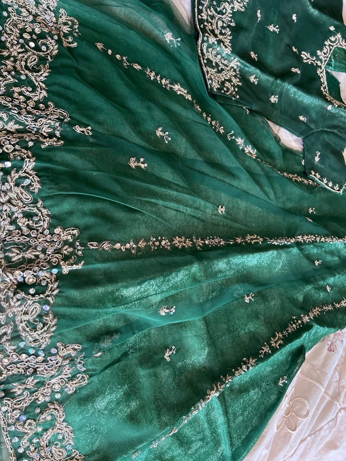 Dark forest green desi lehenga set for girls