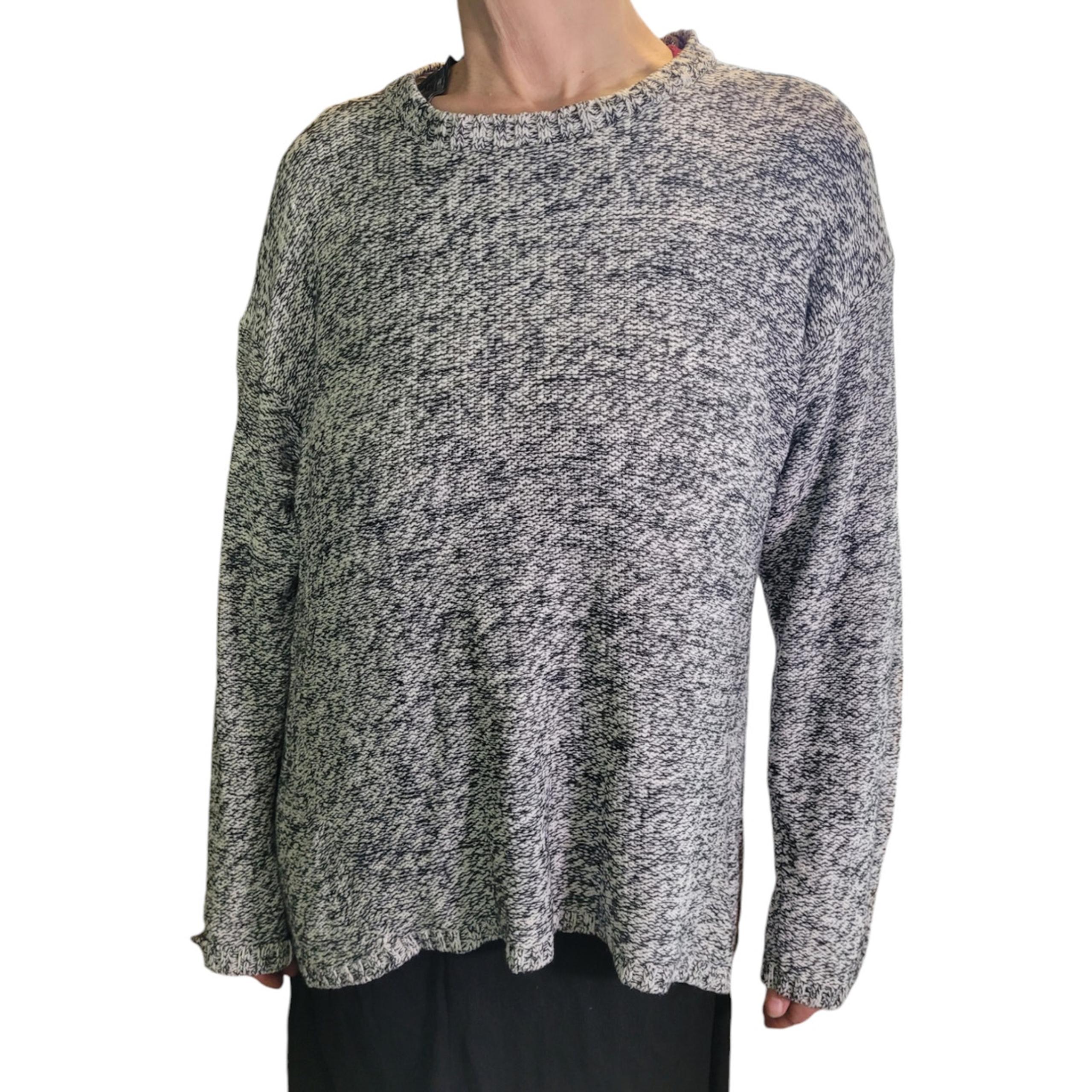 PHILOSOPHY Womens Oversized Slouchy Sweater Extra Large XL Speckled Black White