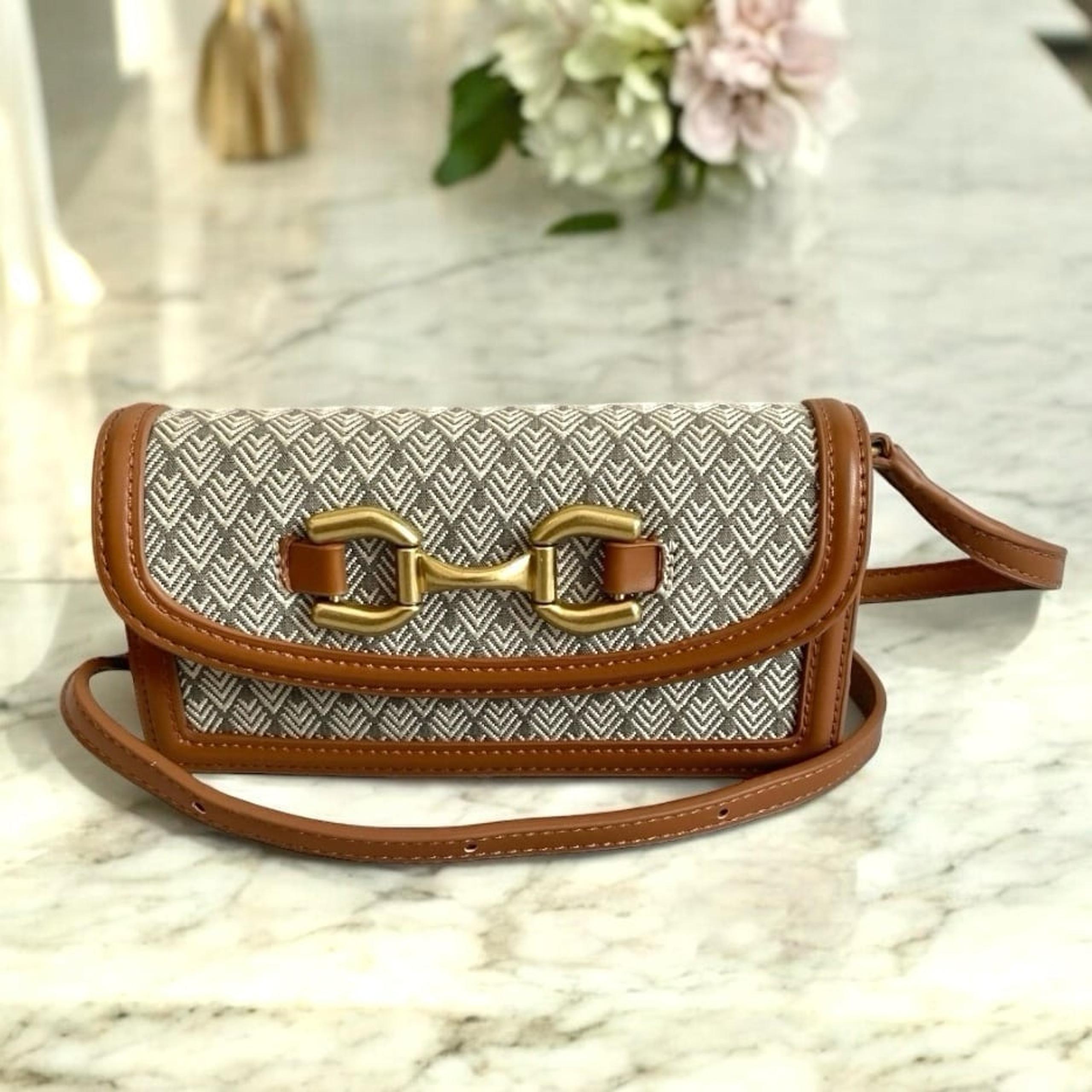 Women Small Bag ZARA Front Flap Crossbody Bag Brown Tan PU Leather Shoulder Bag