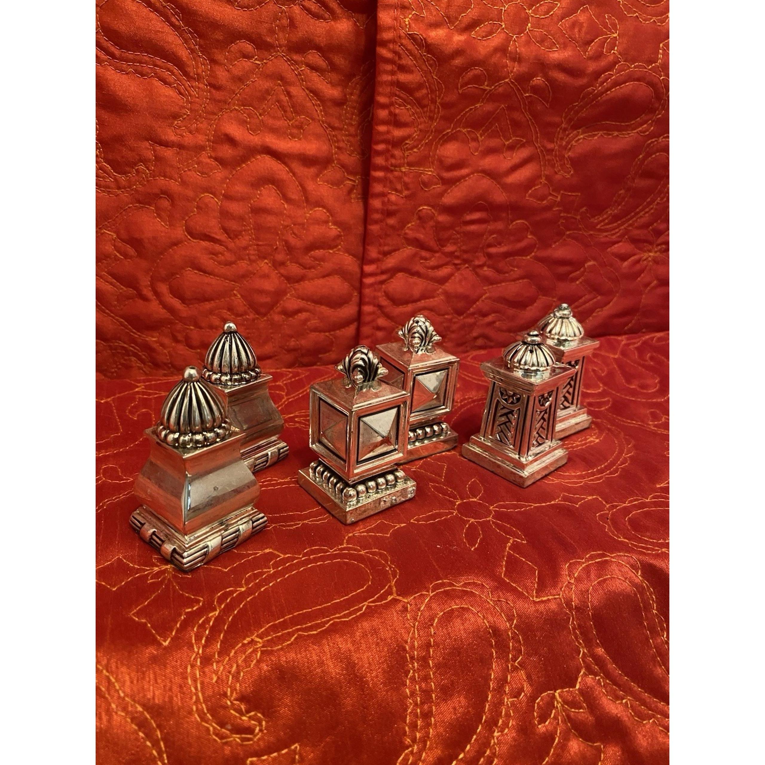 Bombay Co Mini Salt And Pepper Shakers 3 Pair Each Pair Different Silver Plated