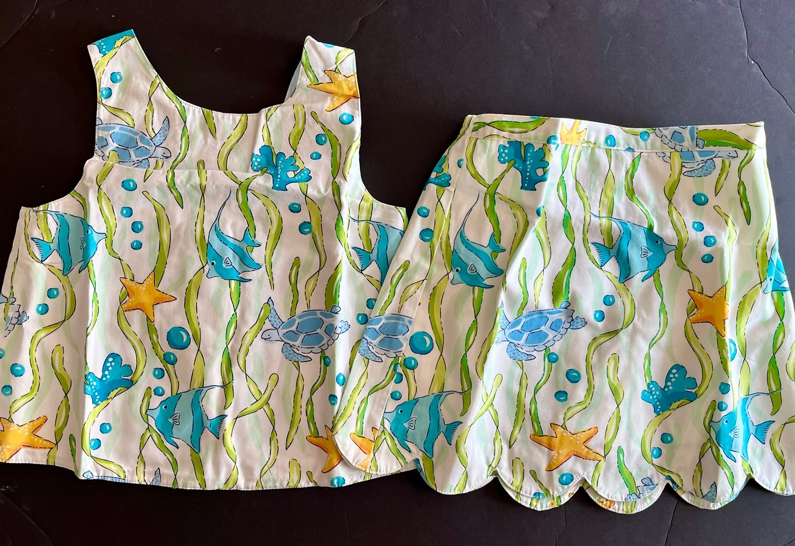 NWOT Girls 5 Gymboree Vintage SPLASH Cotton Reversible TOP & scalloped SKORT Set