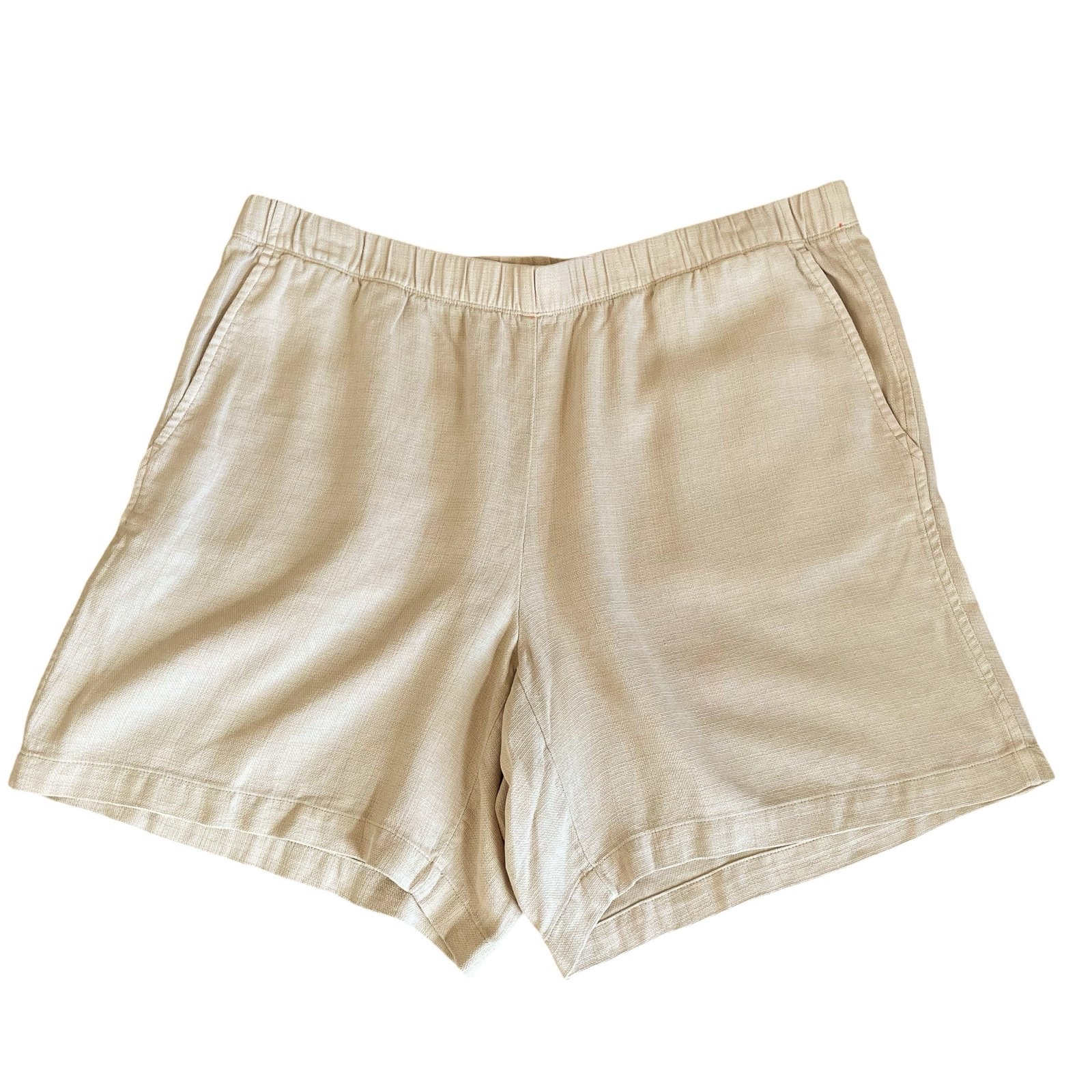 J Jill 100% Lyocell Shorts Size 1X Light Flax Neutral Coastal Minimalist Woven