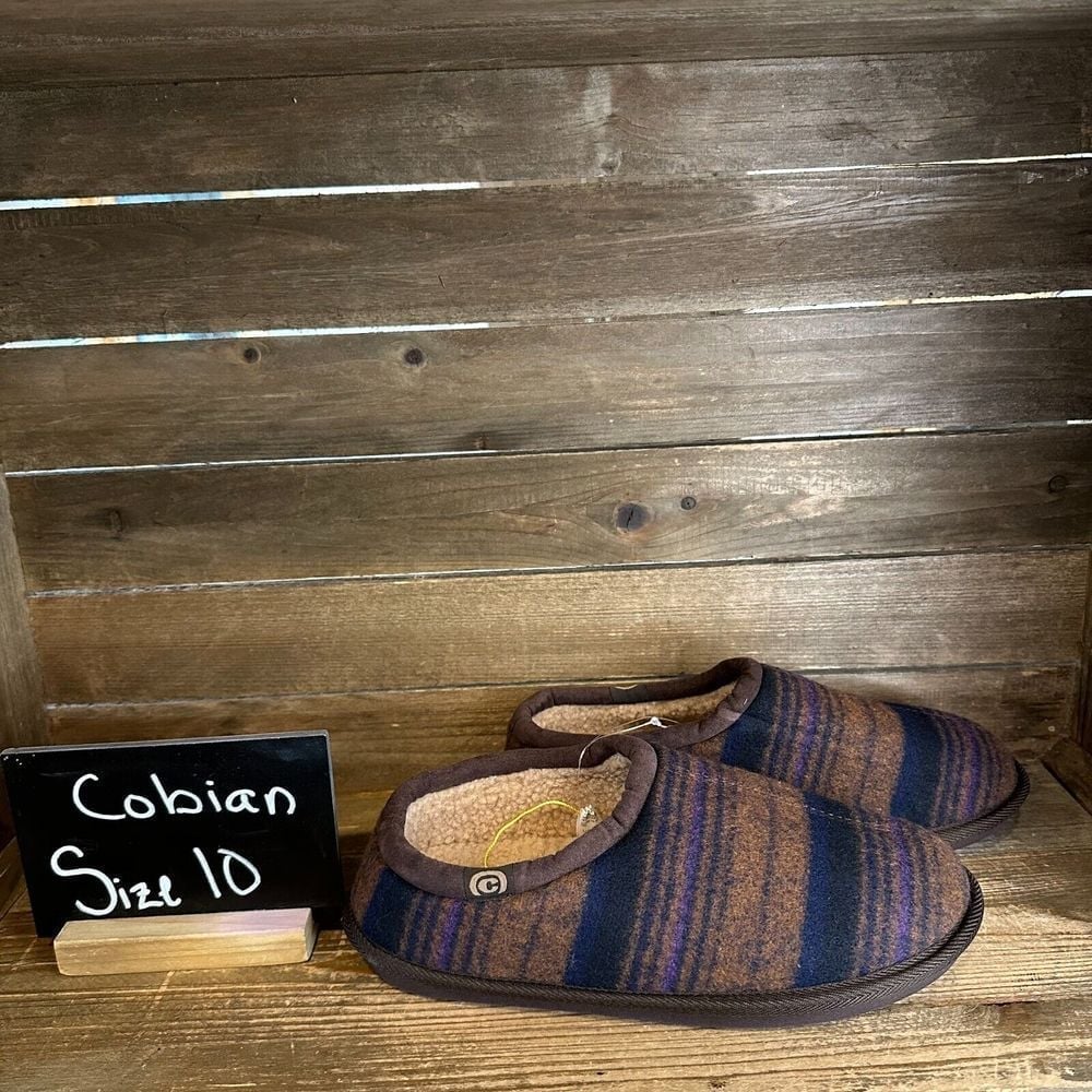 New Mens Cobian Stinson Brown Striped Comfort Moccasins Slippers Size 10 D