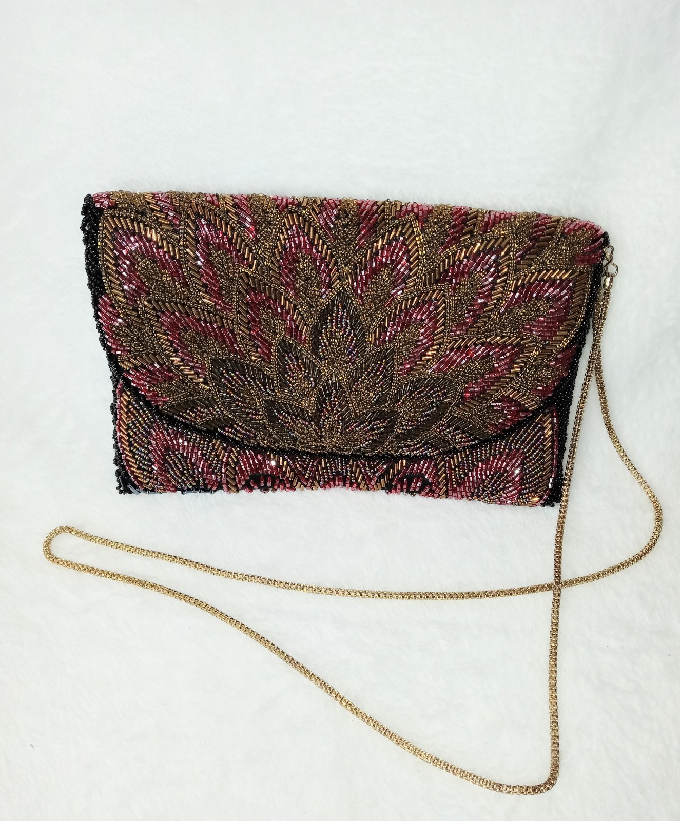 Vintage Multicolored La Regale Ltd Beaded Clutch/ Handbag Inside Pocket