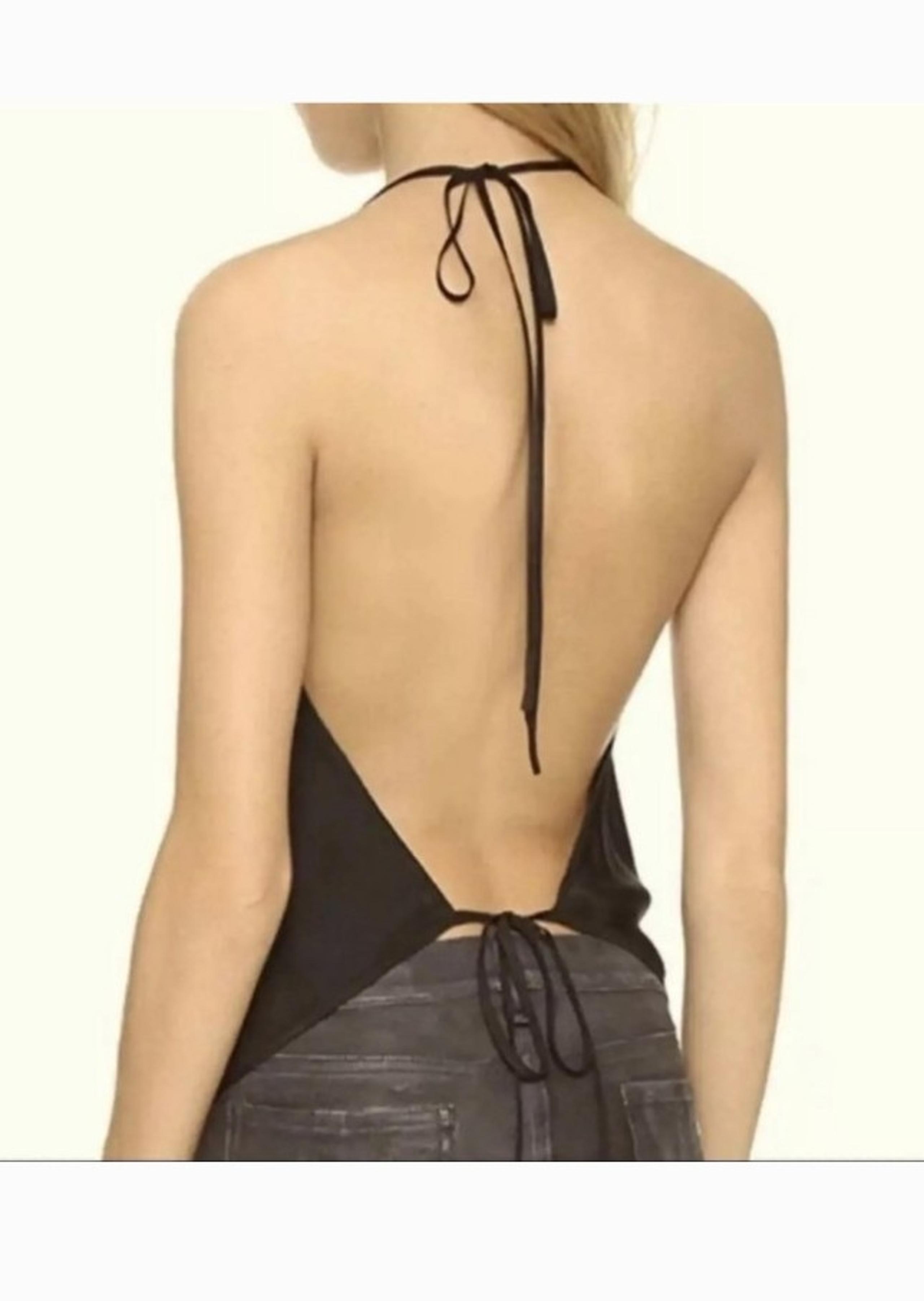 Womens Emerson Thorpe Silk backless halter top, size  X-Small.