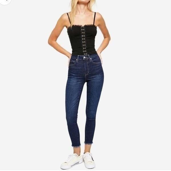 NWTs Free People Women's Raw High Rise Jegging in Deep Indigo