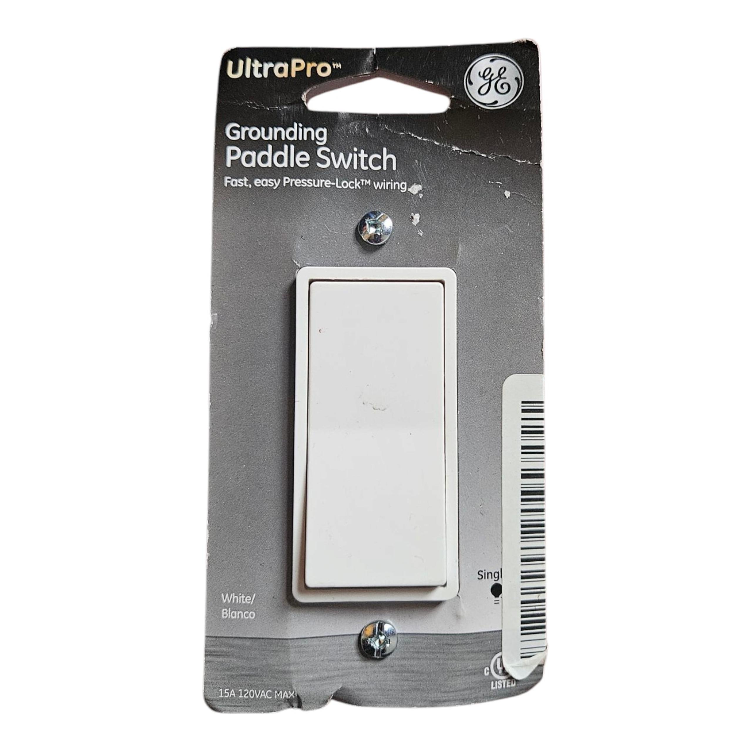 GE Ultra Pro Grounding Paddle Light Switch 15A 120VAC Max