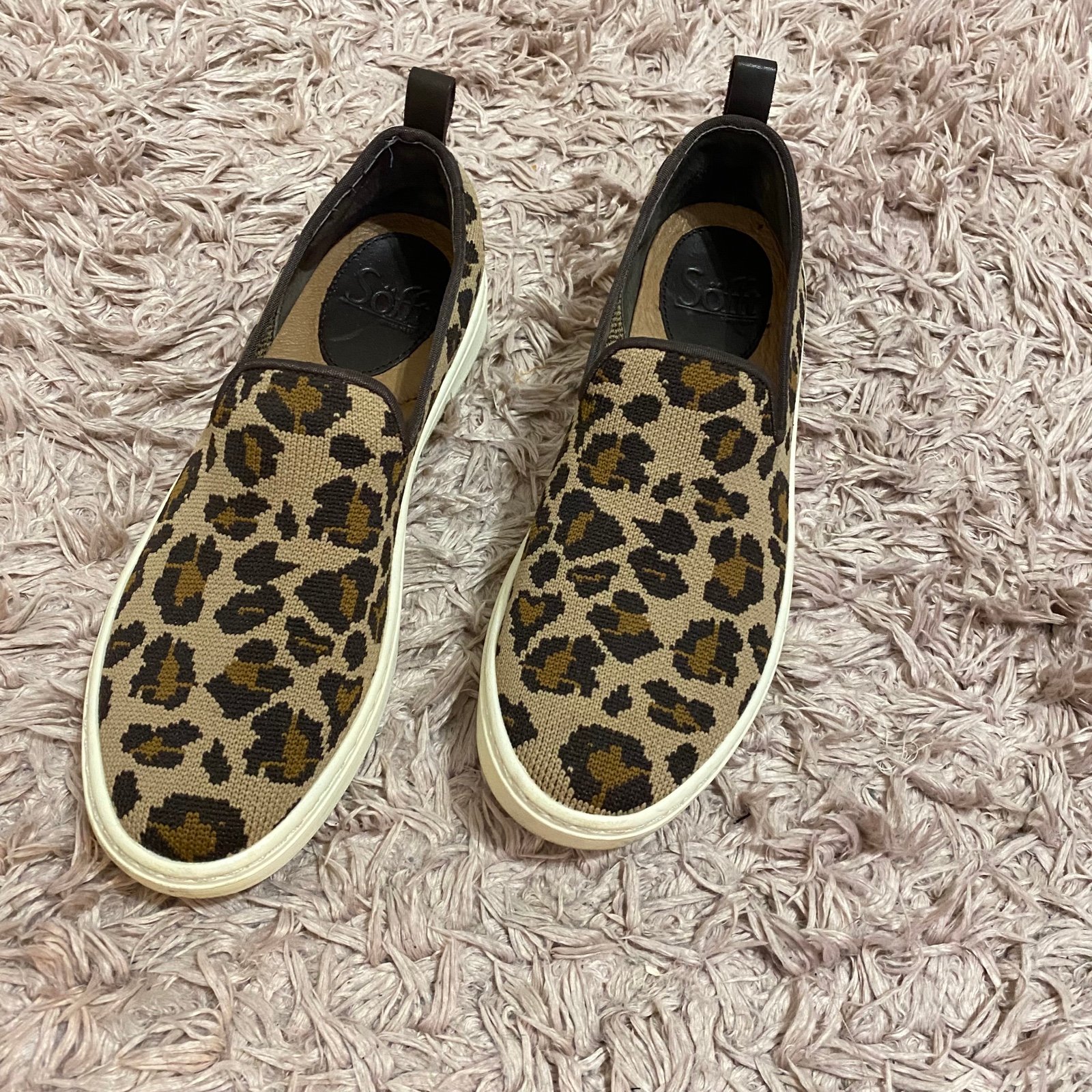 Sofft leopard knit slip on sneakers