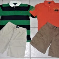 RALPH LAUREN BOY'S SIZE 10/12 MEDIUM POLOS & SHORTS PREPPY SUMMER CLOTHES BUNDLE