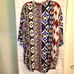 ANGIE Multicolor Aztec Print Cardigan Shawl Lightweight with Pockets SzM