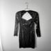 Vintage 1980s Cache Black Sequin Cocktail Long Sleeve Mini Dress, size 6