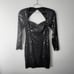 Vintage 1980s Cache Black Sequin Cocktail Long Sleeve Mini Dress, size 6