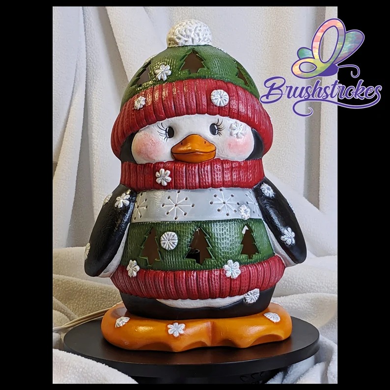 Light up Ceramic Penguin (painted)