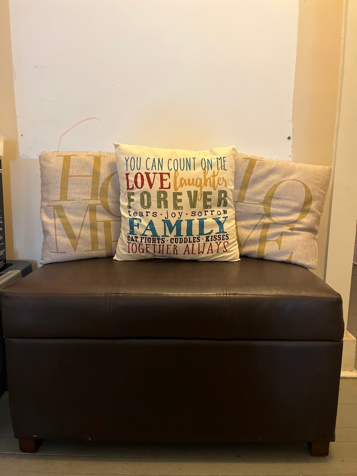 Brown storage ottoman with storage