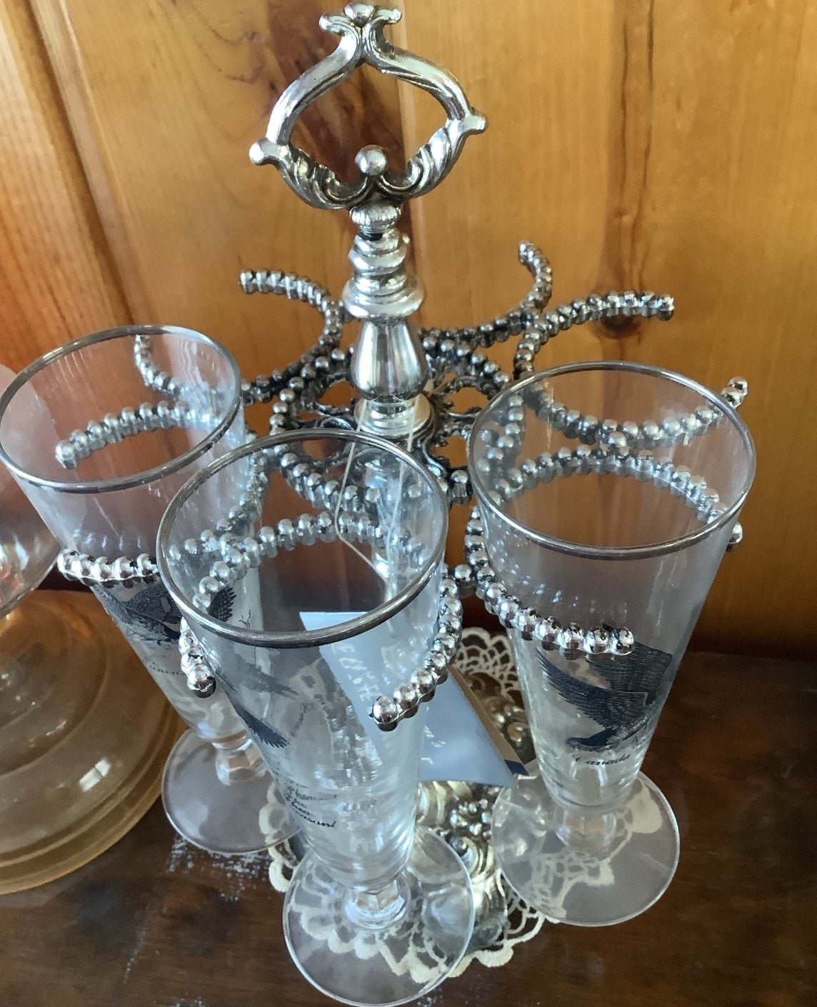 Rare Vintage 1970’s Queen’s Lusterware Fancy Wine Glass Holder