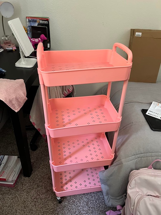 4-Tier Plastic Rolling Utility Cart with Handle, Multi-Functional Storage