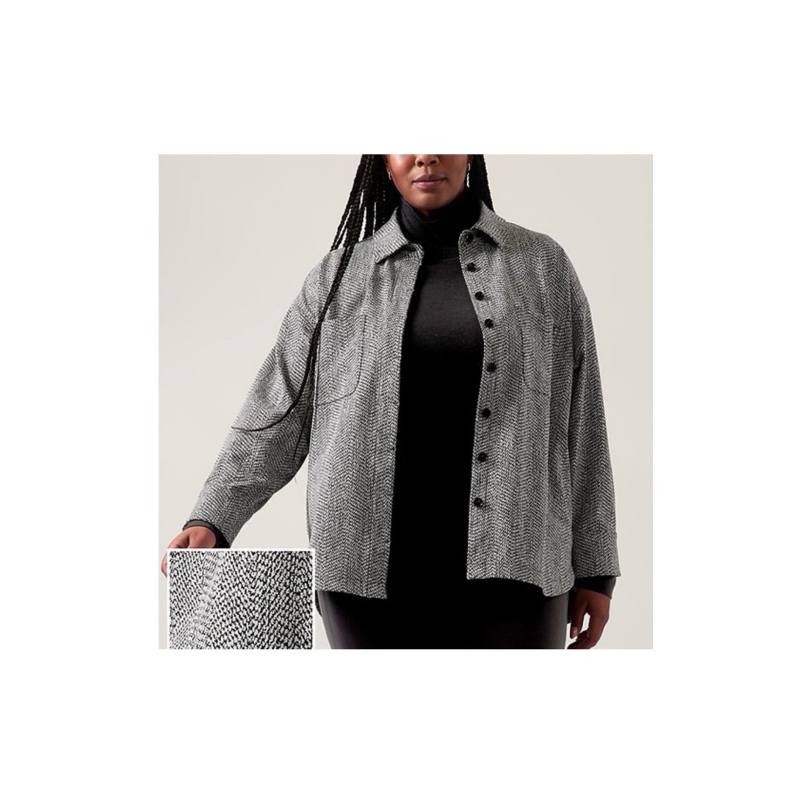 Athleta Braiden Shirt Jacket Button Down Pockets Long Sleeve Womens Size 3X
