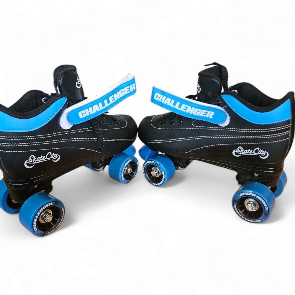 Challenger Speed Skates Skate City Men Youth 8E Wide Blue Black Adjustable