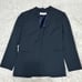 Ballsey Suit Set, No Collar Jacket and Wide Leg Pants, Size 38, Navy Blue