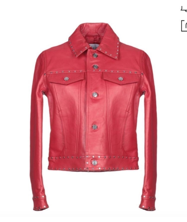 Claudie Pierlot Studded Red Leather Jack