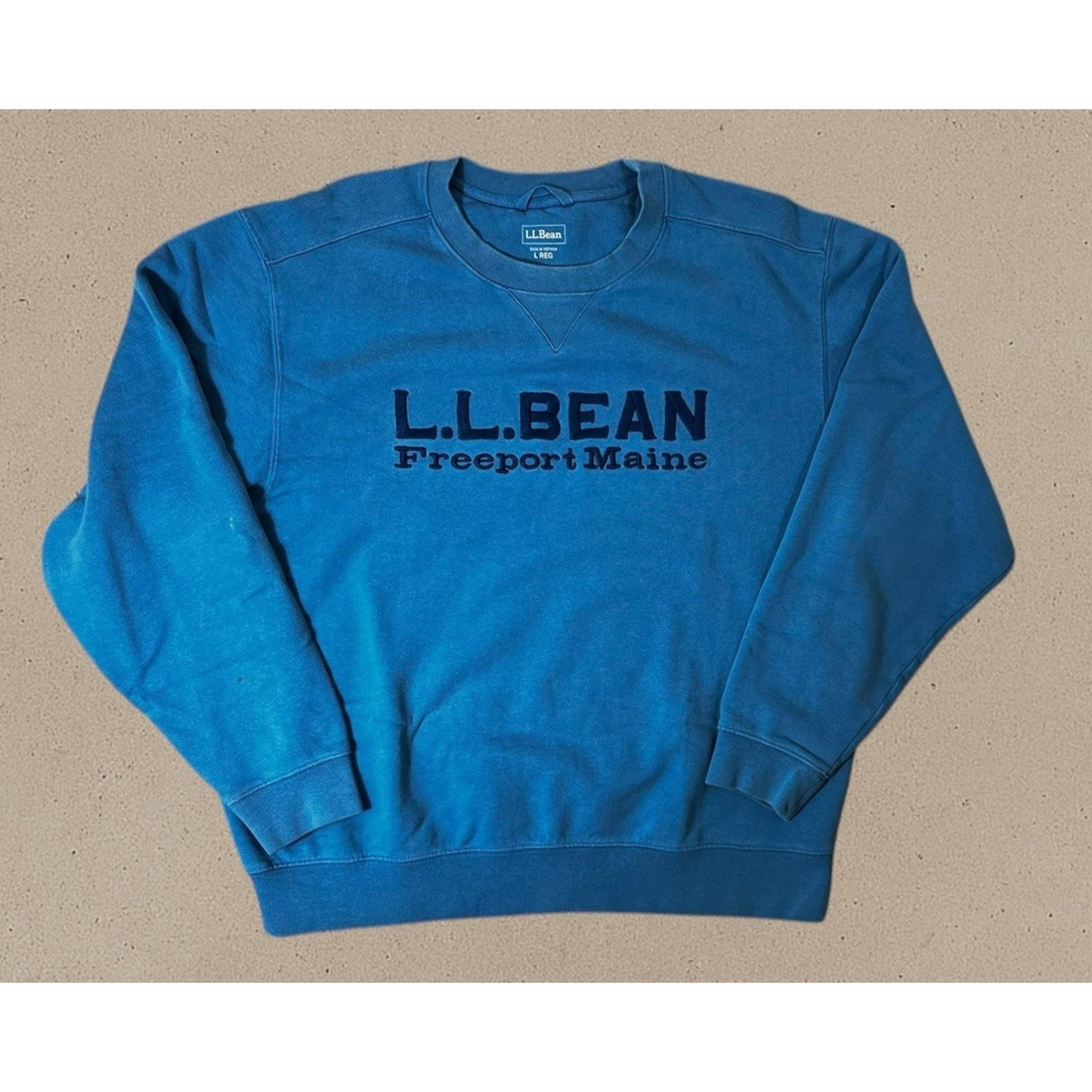 L.L. Bean Crewneck Sweatshirt Size Large – Blue Embroidered Freeport Maine Logo